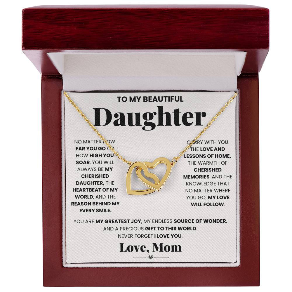 A love-filled My Cherished Daughter - Interlocking Hearts gift box with a exquisite necklace for my beautiful daughter, by ShineOn Fulfillment.