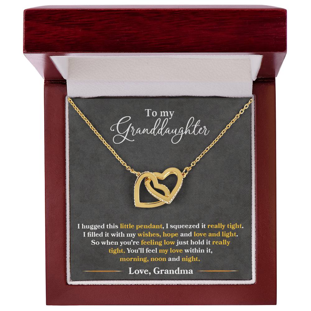 To My Granddaughter, You_ll Feel My Love Within This - Interlocking Hearts Necklace