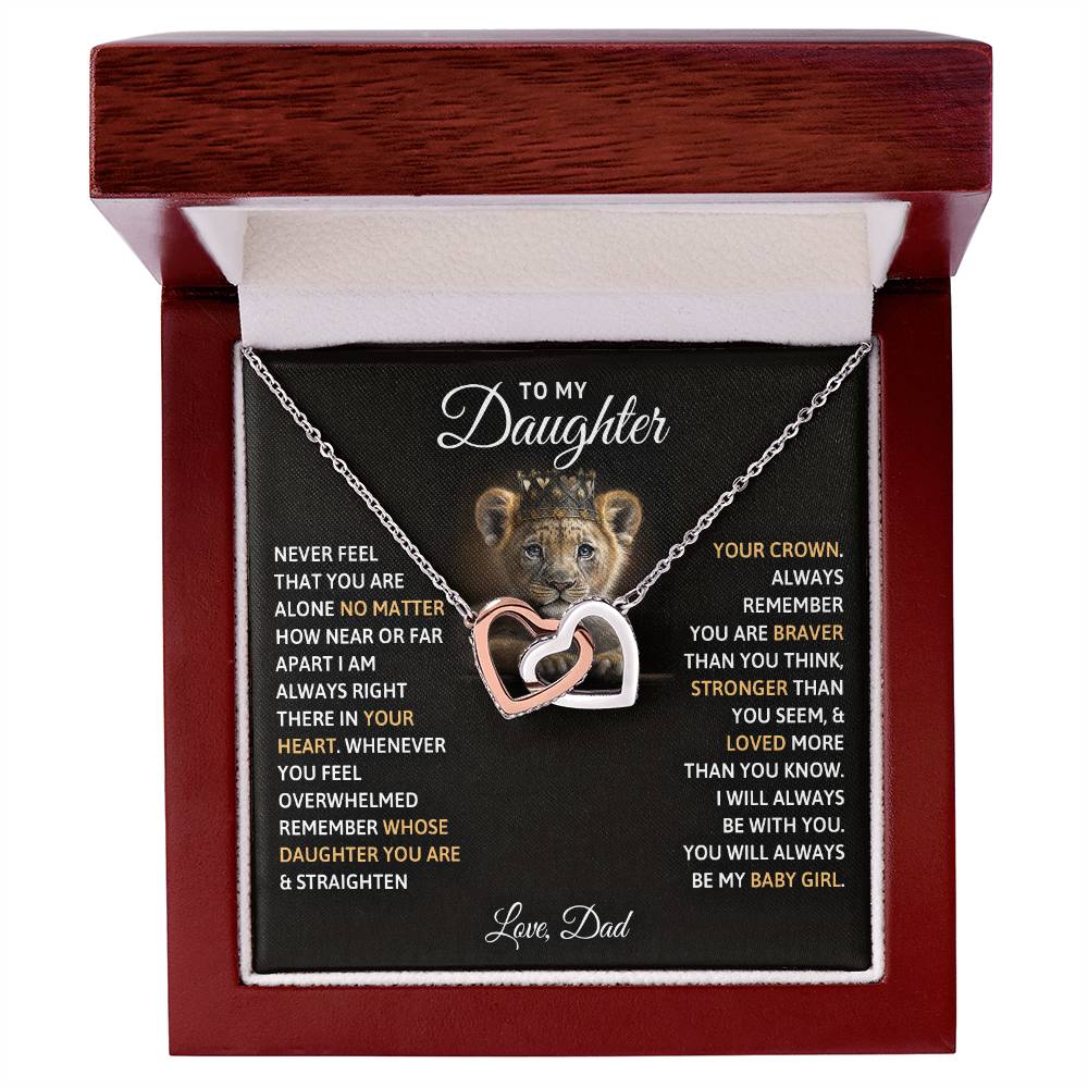 A To My Daughter, You Will Always Be My Baby Girls - Interlocking Hearts Necklace, perfect as a gift, featuring an adorable koala by ShineOn Fulfillment.