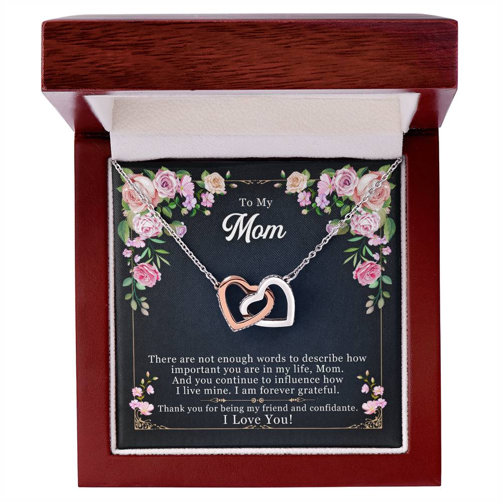 To My Mom, Thank yOU For Being My Friend - Interlocking Hearts Necklace