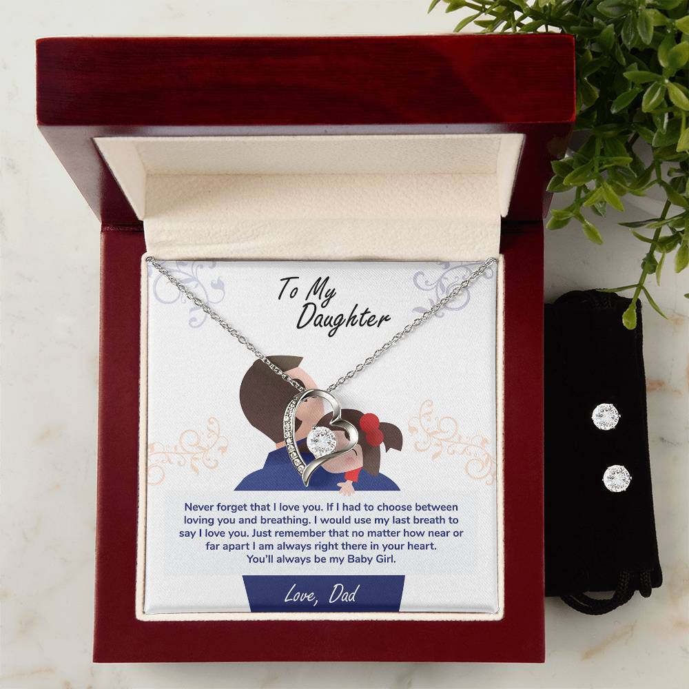 A gift box featuring an image of a brother with a ShineOn Fulfillment - To My Daughter, You_ll Always Be My Baby Girl Forever Love Necklace.